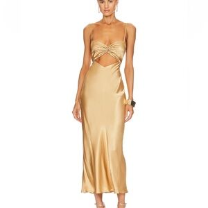 Shona Joy Front Midi Dress in Taupe